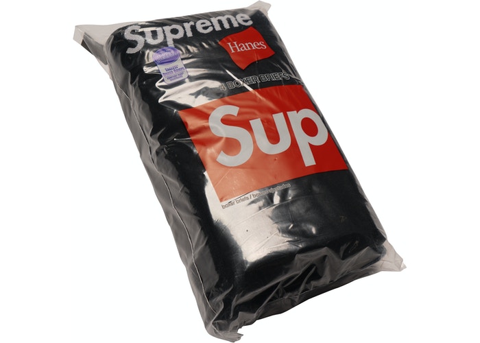 Supreme Hanes 4 Pack Boxer Briefs XL Black