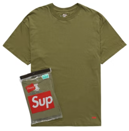 SUPREME HANES TAGLESS TEES (2 PACK) OLIVE – 8pm Canada Store