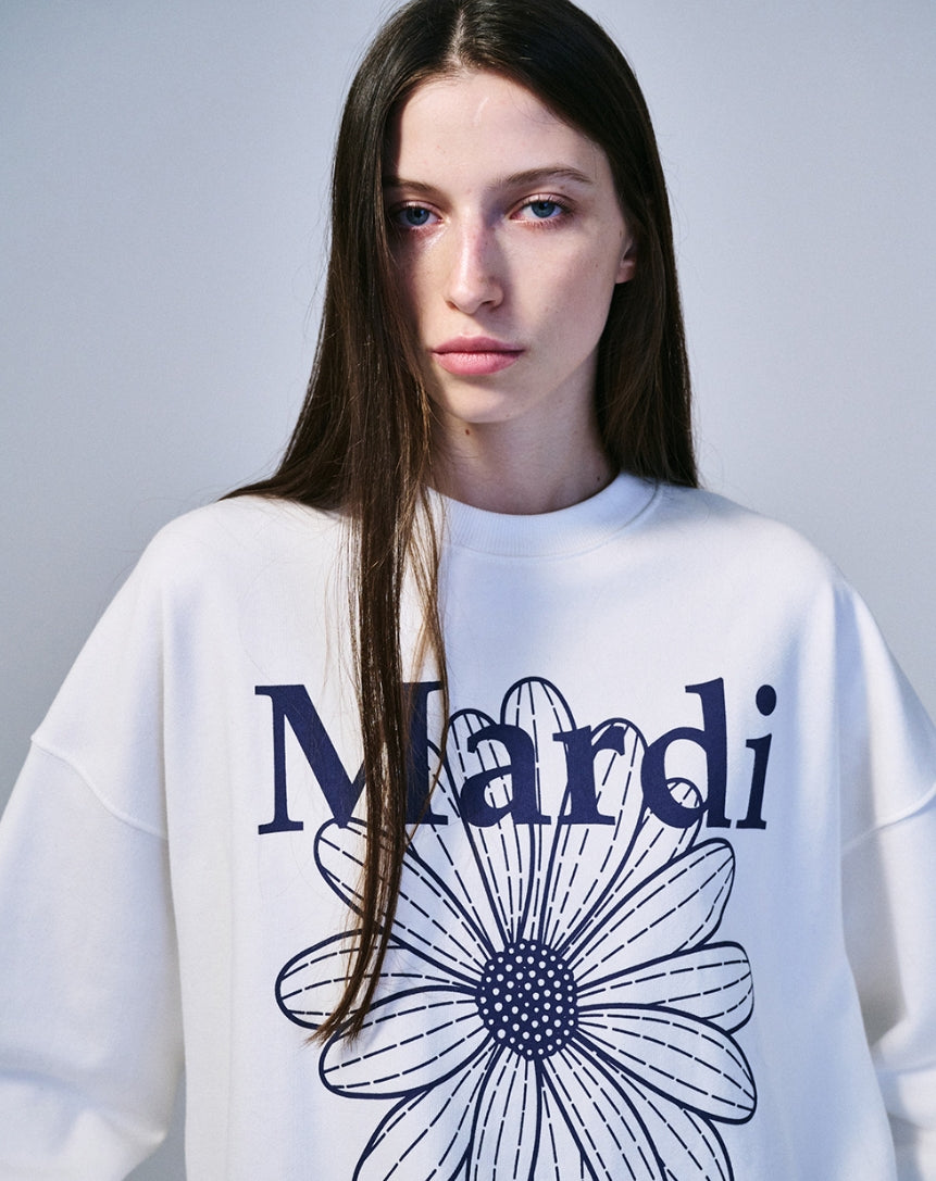 Mardi Mercrediマルディ SWEATSHIRT NAVY CREAM Mardi Mercredi Sweatshirt Flowermardi Blossom Navy White – Balilene