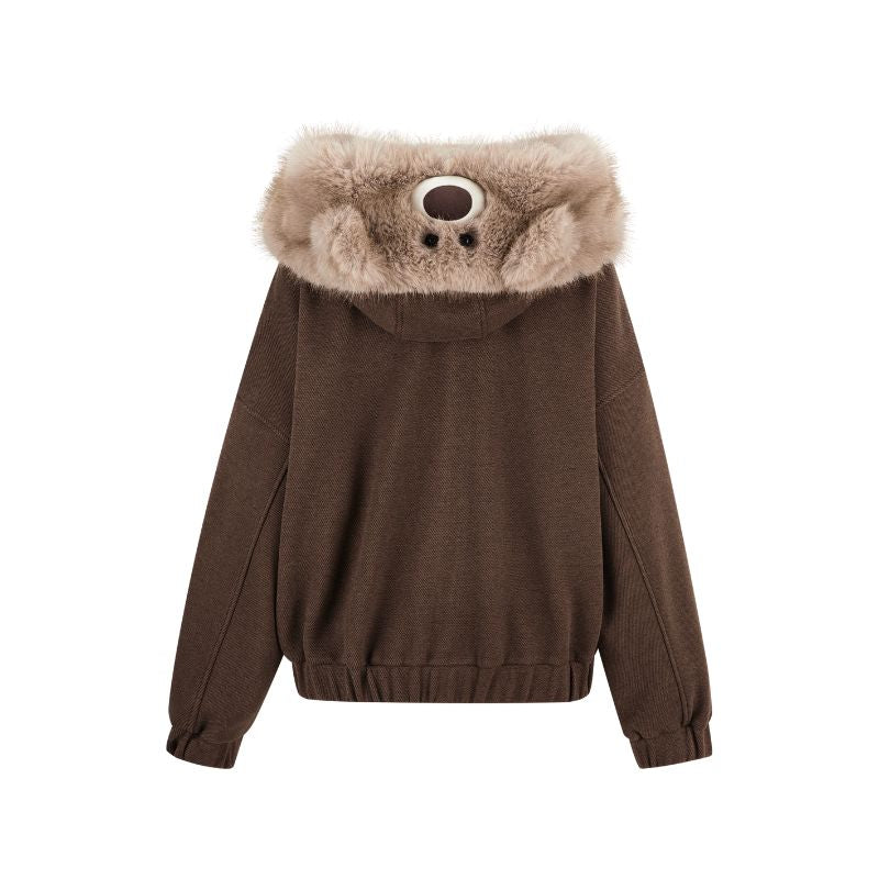 13DE MARZO Doozoo Zipper Hoodie Brown – 8pm Canada Store