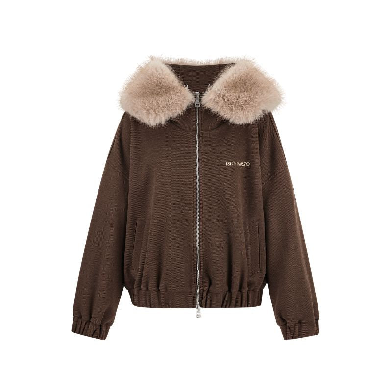 13DE MARZO Doozoo Zipper Hoodie Brown – 8pm Canada Store