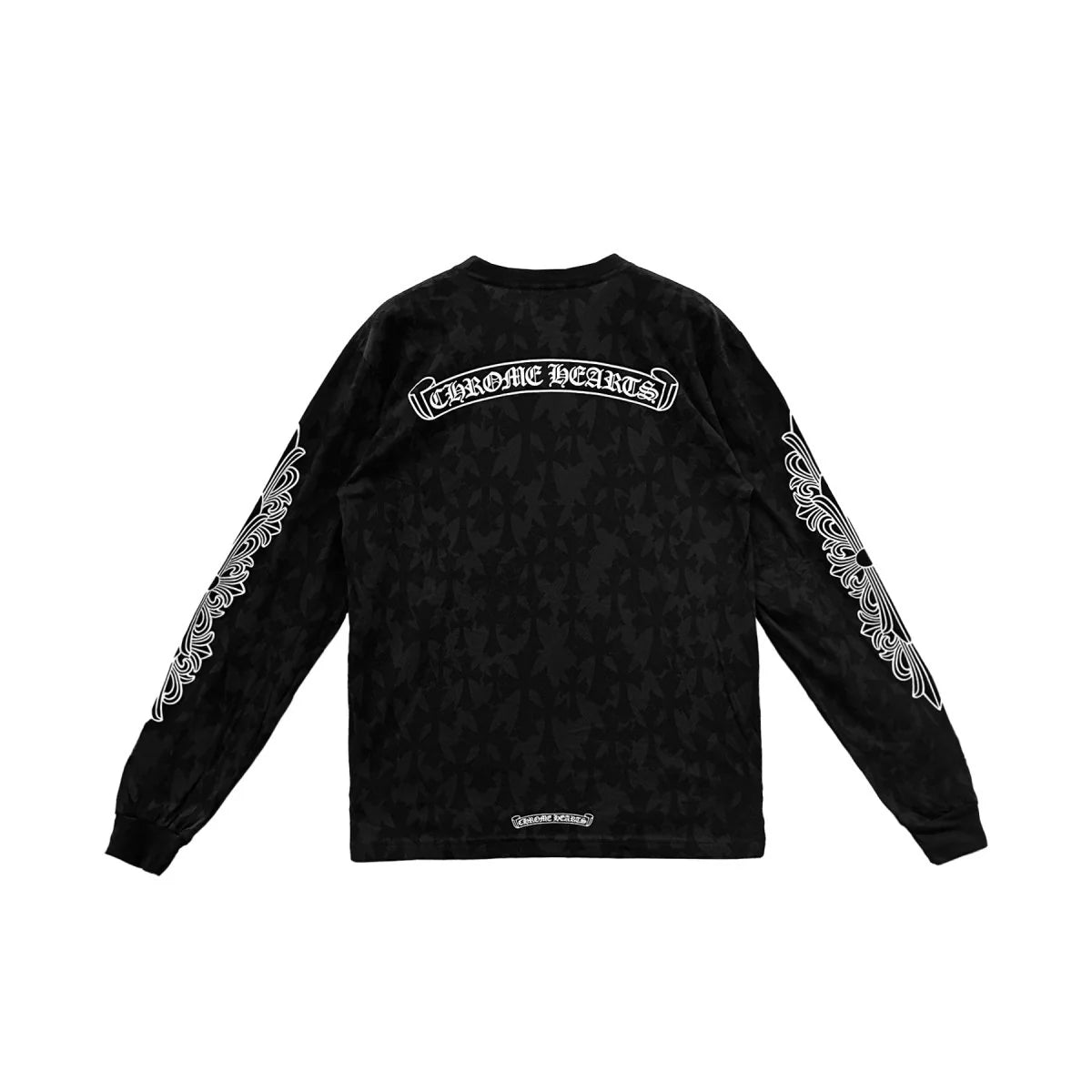 CHROME HEARTS BLACK TONAL MONOGRAM SCROLL HORSESHOE LOGO LONG