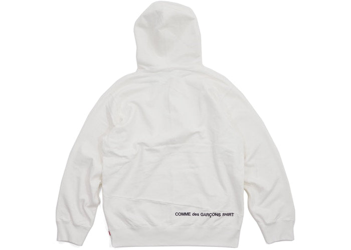 SUPREME COMME DES GARCONS SHIRT SPLIT BOX LOGO HOODED (WHITE SUPREME COMME DES GARCONS SHIRT SPLIT BOX LOGO HOODED (WHITE